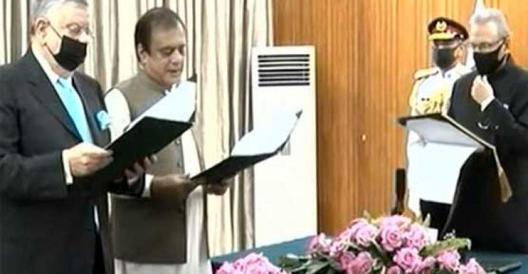 Shaukat Tareen, Shibli Faraz sworn in as federal ministers